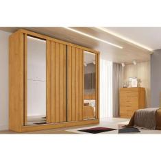 Guarda Roupa Casal 2 Portas de Correr Ripadas c/ Espelhos e 4 Gavetas 