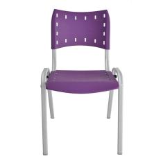 Cadeira Iso para Escola Escritório Comércio Roxa Base Branca