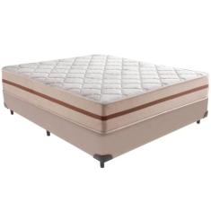Cama Box Bege e Colchão Classic 22 cm Molas ensacadas Casal Anjos