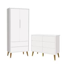 Jogo de Quarto Infantil Theo Guarda Roupa 2 Portas e Cômoda 6 Gavetas 
