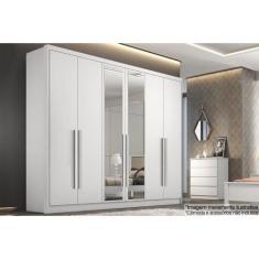 Guarda Roupa Casal 6 Portas e 8 Gavetas c/ Espelho Robust Plus Branco 