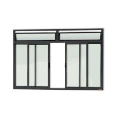 Janela Plus 4 Folhas Com Bandeira Vidro Liso 120cm X 200cm Brimak Preto