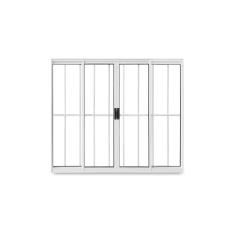 Janela De Correr Abertura Central Exclusiva 4 Folhas Grade Vidro Liso 100x150cm Crv Portas E Janelas Branco