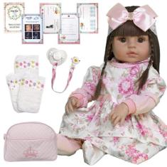 Bebe Reborn Boneca Realista Corpo Vinil Siliconado e Itens - Cegonha R