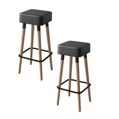 Kit 2 Banquetas Dubai Cor Preto Salaone Preto