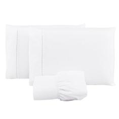 Jogo Lençol 400 Fios Ponto Palito Cama Solteiro 2pçs Poliéster - Branc