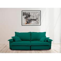 Sofá Paris 2.60m Retrátil e Reclinável Super Pillow -verde