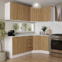 Cozinha Modulada 6 Peças com Tampo 3 Aéreos 6 Portas e 3 Balcões Ipane