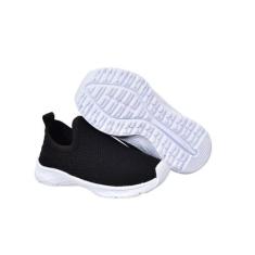 Tênis Infantil Escolar Calce Fácil Leve Confortável Macio Liso-Preto -