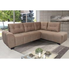 Sofá de Canto 6 Lugares Madri Hellen Estofados Bege