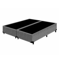 Base Box Blindado Casal Bipartido HomeQueen Suede Cinza 40x138x188