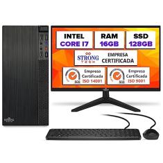 Computador Completo Intel Core i7 16GB SSD 128GB Monitor 17" 4 Núcleos Super Turbo Pc Hdmi Teclado e Mouse Strong Tech