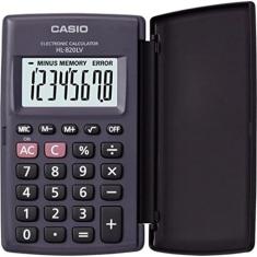 Calculadora Casio de bolso, visor XL, 8 dígitos e deslig. Automático HL-820LV - Preta