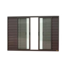Janela Veneziana Confort 6 Folhas Vidro Liso 120cm x 150cm Brimak Corten