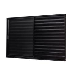 Janela de Aluminio Veneziana 100x150cm 3 Folhas Vidro Liso Ultra Ramassol Preto