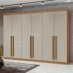 Guarda-Roupa 6 Portas 4 Gavetas Bertha Amêndoa Clean/Off White