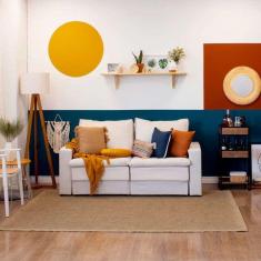 sofá 3 lugares retrátil nion linho cru 180 cm