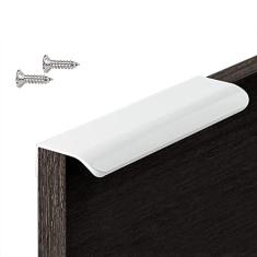 BOOLSFMAM Pacote com 6 puxadores de gaveta de móveis com bordas de dedo, branco brilhante, puxadores ocultos para gaveta de cozinha