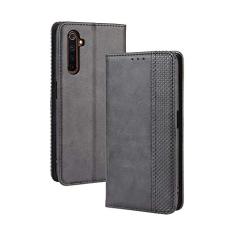 Capa para Oppo Realme 6 Pro, capa flip carteira de couro para Oppo Realme 6 Pro, capa magnética retrô para telefone, capa carteira com compartimentos para cartão