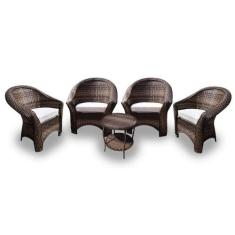 Conjunto de Poltronas Fibra Sintética Bali - 4 Poltronas + 1 Mesa Cent