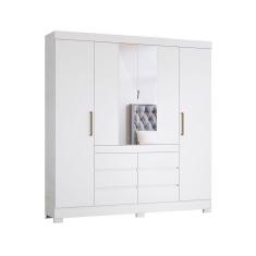 Roupeiro Espelhado Casal 4 Portas Vancouver Branco