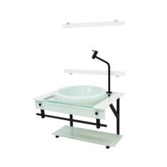 Gabinete com cuba para banheiro de vidro apx 60cm com cuba chapeu - br