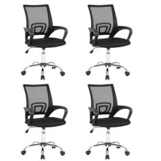 Kit 4 Cadeiras Dot para Escritório Diretor com Rodízios Manchester Light Preto