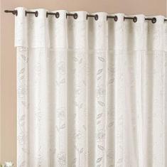 Cortina Luna 2,00M X 2,50M Palha Tecido Renda Floral Leve Para Sala Ou
