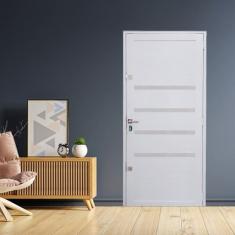 Porta Lambril com Maçaneta 2 Fechaduras Tetras com Friso Linha Roma 210x90 Esquerdo Branco