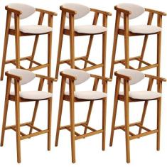 Kit 06 Banquetas Alta Para Cozinha Bancada Bar Sala De Jantar Fixa Cec