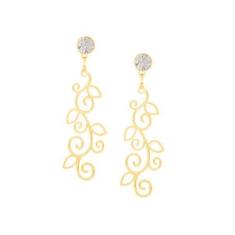 Brinco Rommanel Banhado A Ouro Cristal Com Galhos E Folhas Vazadas 524