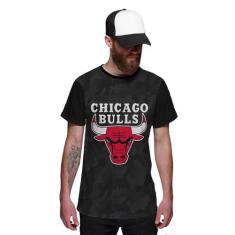 Camiseta Chicago Bulls Camuflada Exclusiva, XG, Preto
