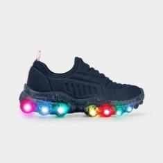 Tênis Infantil de Luz Bibi Roller Celebration 2.0 Azul Marinho com Rosa-Feminino