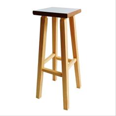 Banqueta Alta Hardman 69 Cm Madeira Natural Ass. Quadrado MDF Bco