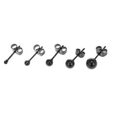 Romacci Conjunto de 5 pares de brincos para orelha redonda de aço inoxidável cirúrgico com bolas redondas e tamanhos variados para homens e mulheres
