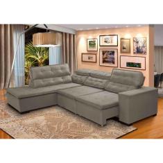 Sofá Canto Retrátil 5 Lugares Reclinável Chaise D 2,80 x 2,20 m Sttilo Bege -  MegaSul