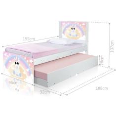 Cama Baby Unicórnio com Auxiliar e Colchões