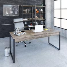 Mesa para Escritório Diretor Estilo Industrial 180cm Kuadra Compace Carvalho Dark