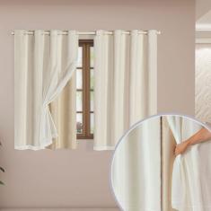 Cortina Blackout Pvc Com Tecido Voil 2,80 M X 1,60 M - Bege