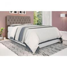 Cabeceira Box Queen Isis Chocolate Com Capitonê Bege Escuro