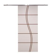 Porta De Correr Branco Prime Frisada Kit Alumínio Fs Duplo - 210x100