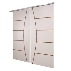 Porta Dupla Branco Prime Frisada Kit Alumínio F09 - 210x160