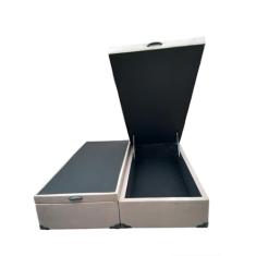 Cama Box Baú Casal Bipartido Suede Bege Com Pistão A Gás - Imperium do Sono
