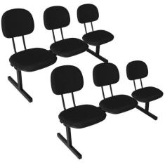 Kit 2 Cadeiras Escritório Longarinas de 3 Lugares Ecoflex