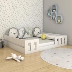 Cama Casal Infantil Montessori Play Timber Branco