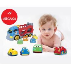 Brinquedo Caminhãozinho com Rampa para Subir e 8 carrinhos - Big Star