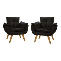 Duas Poltronas Chesterfield Luxo Opala -  SUEDE PRETO / SALA, RECEPÇÃO