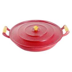Frigideira Alumínio Fundido Craqueada Alça Madeira Trad Vermelha 36cm 