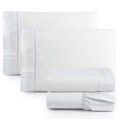 Jogo de Lençol Cama King Size 4 Peças 100% Algodão Percal 180 fios Com