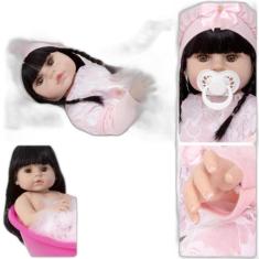 Bebê Reborn Menina Morena Realista Pode Dar Banho + 13 Itens - Cegonha